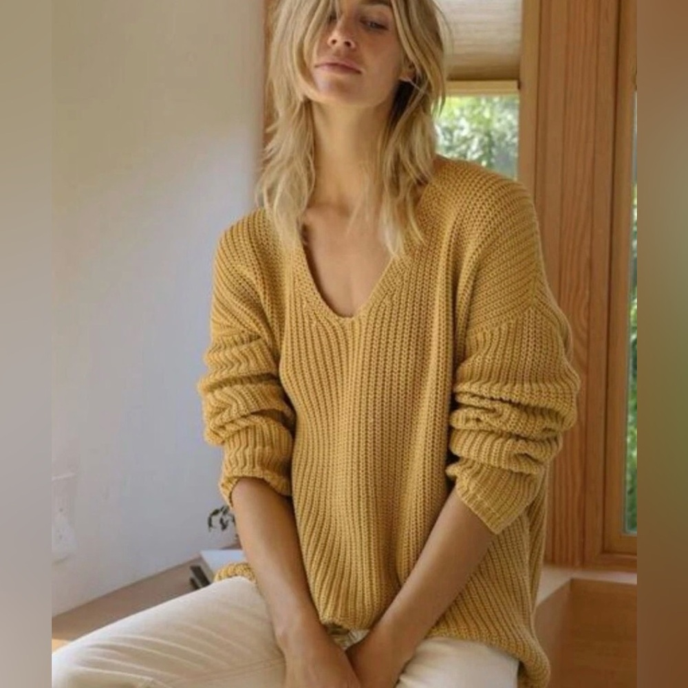 Jenni Kayne Mustard Fisherman Sweater XXS